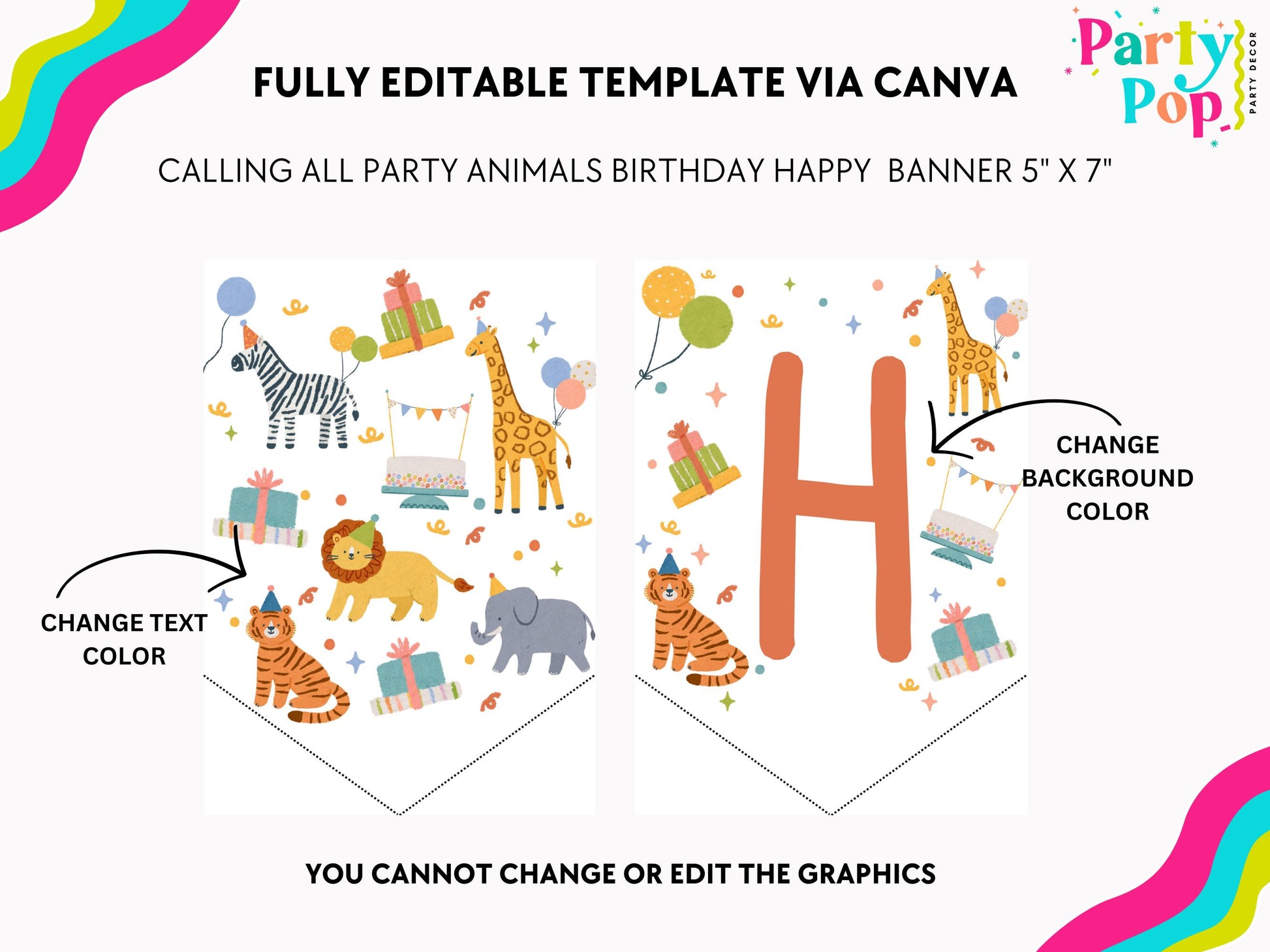 Party Animals Birthday Banner | Safari | Birthday Banner | Calling All Party Animals | Editable | Party Animals | First Birthday | Editable