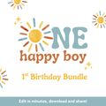 One Happy Boy Instant Party Bundle - Download and Print