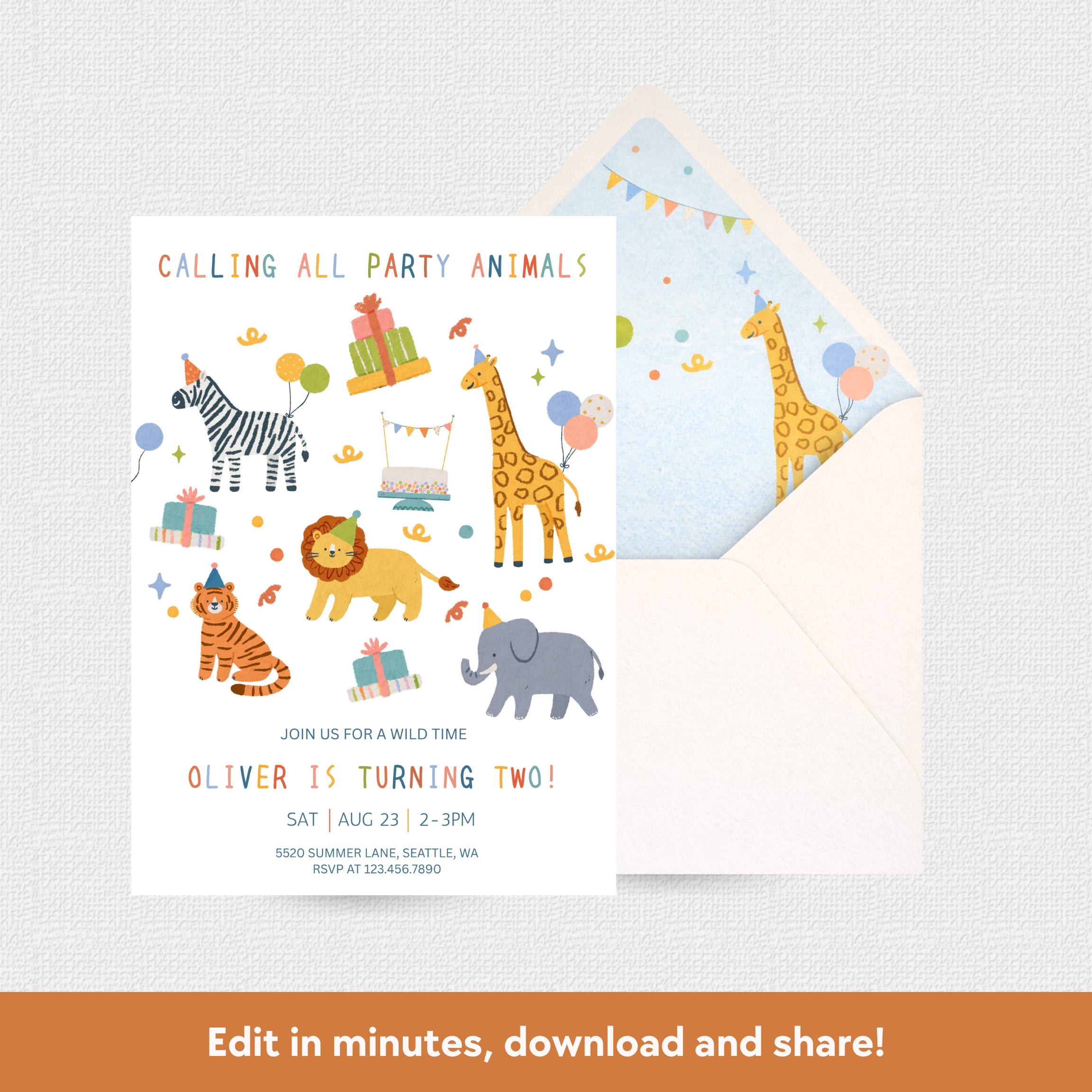 Calling All Party Animals Download & Print Invitation