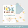 One Happy Boy Download & Print Invitation