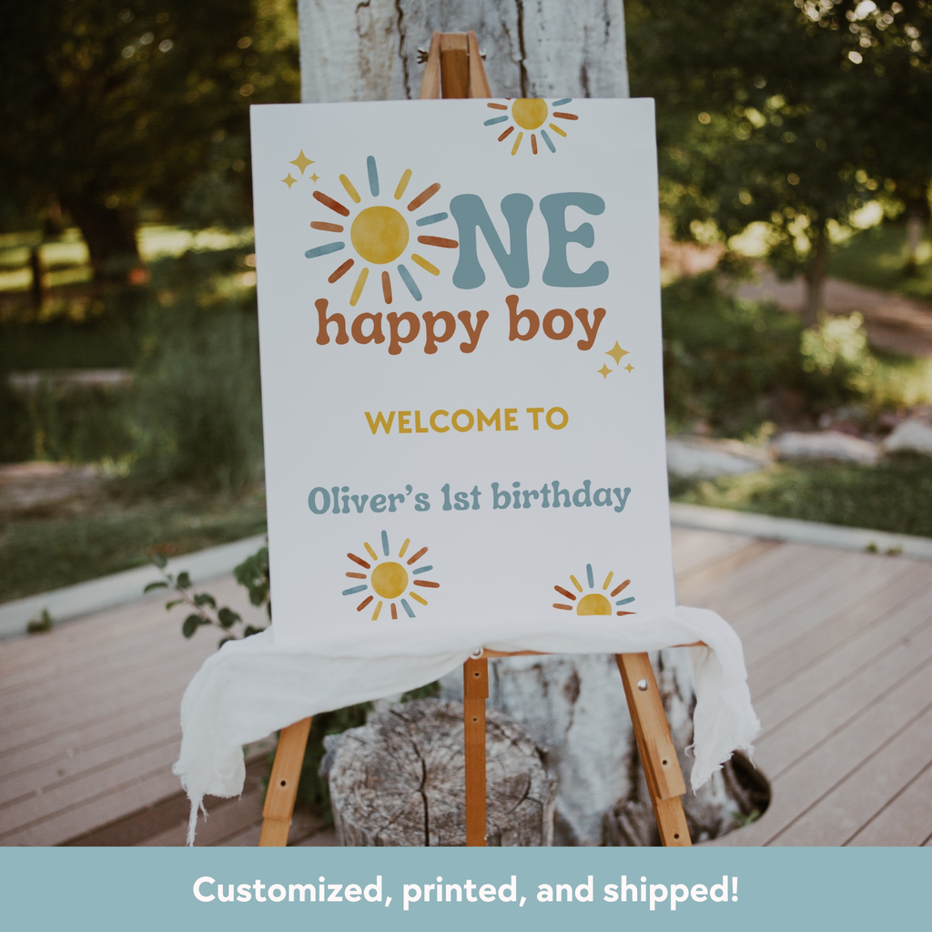 One Happy Boy Welcome Sign (Printed + Shipped)