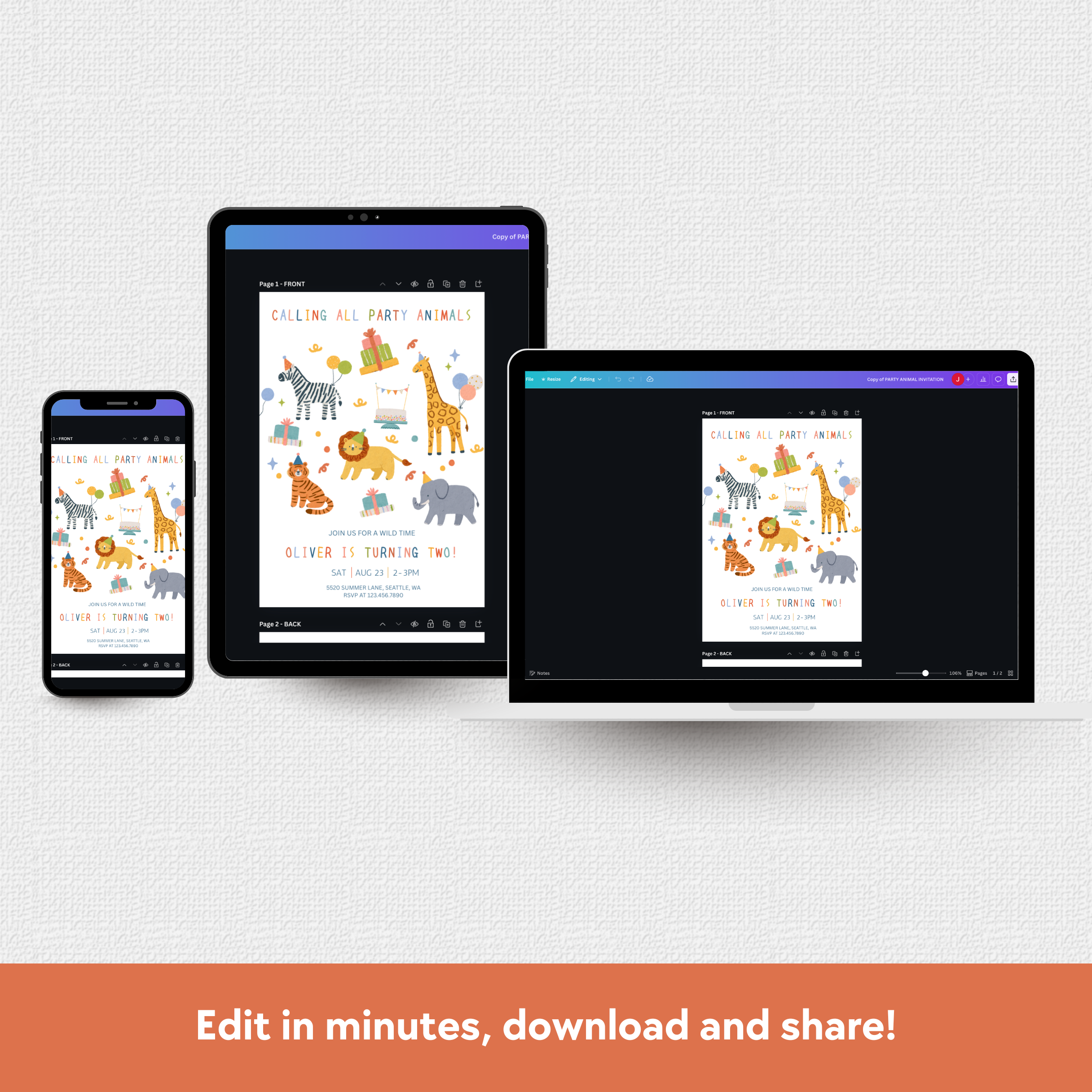 Party Animals Instant Party Bundle - Download + Print