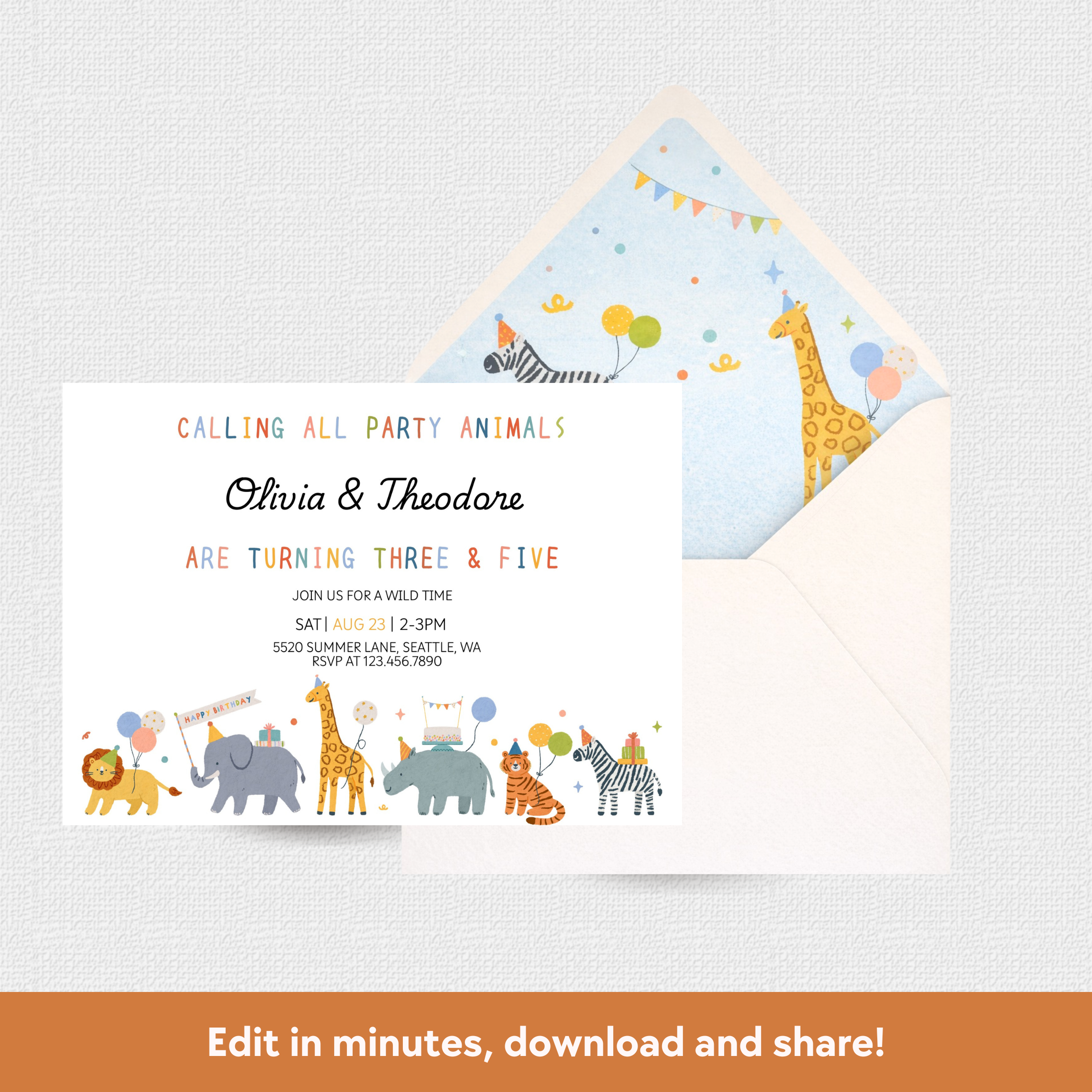 Party Animals Download & Print Invitation