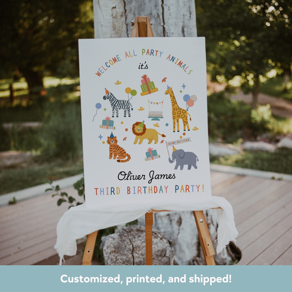 Party Animals Birthday Welcome Sign (Printed + Shipped)