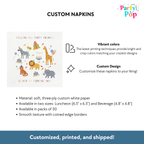 Calling All Party Animals Custom Birthday Napkin - (Printed + Shipped)
