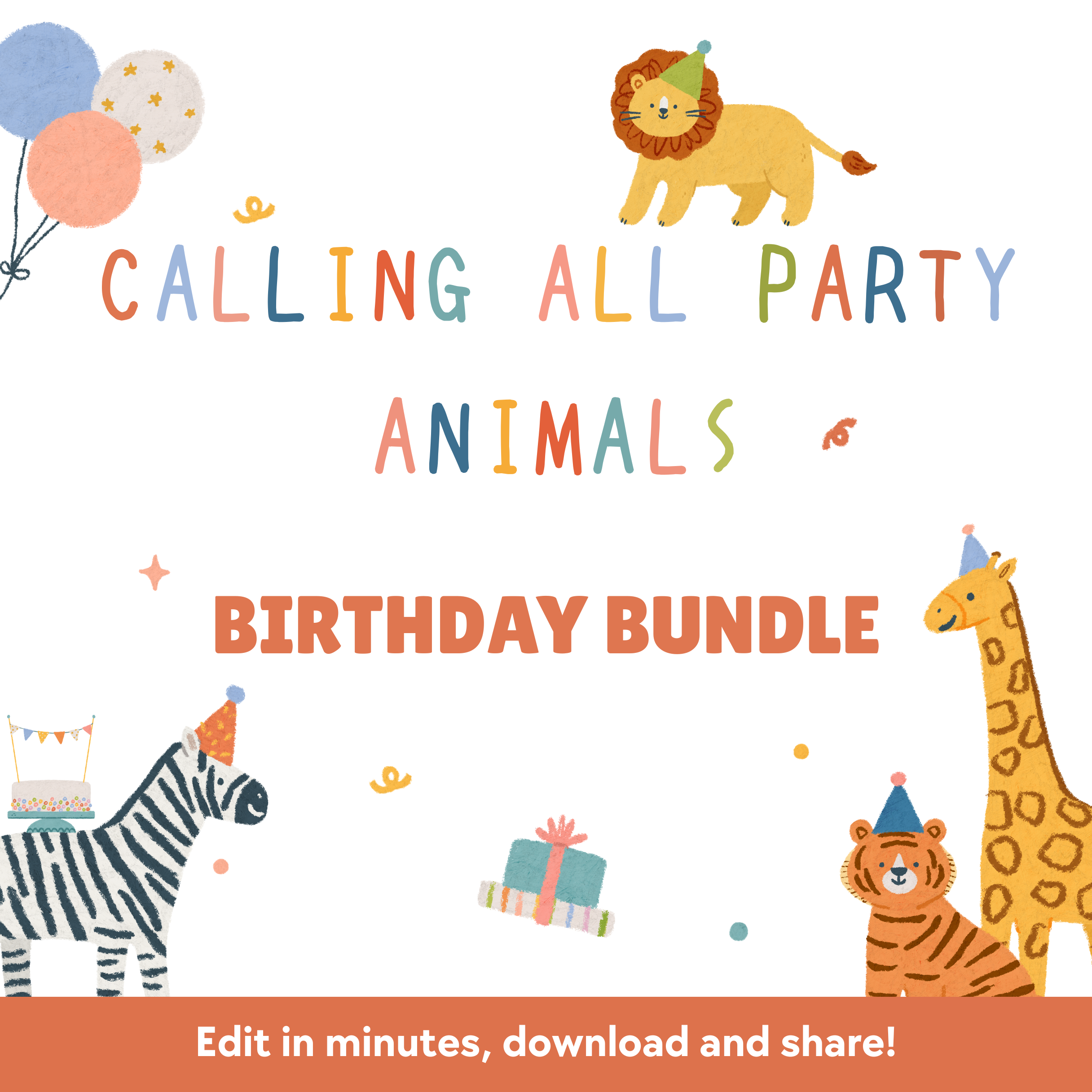 Party Animals Instant Party Bundle - Download + Print