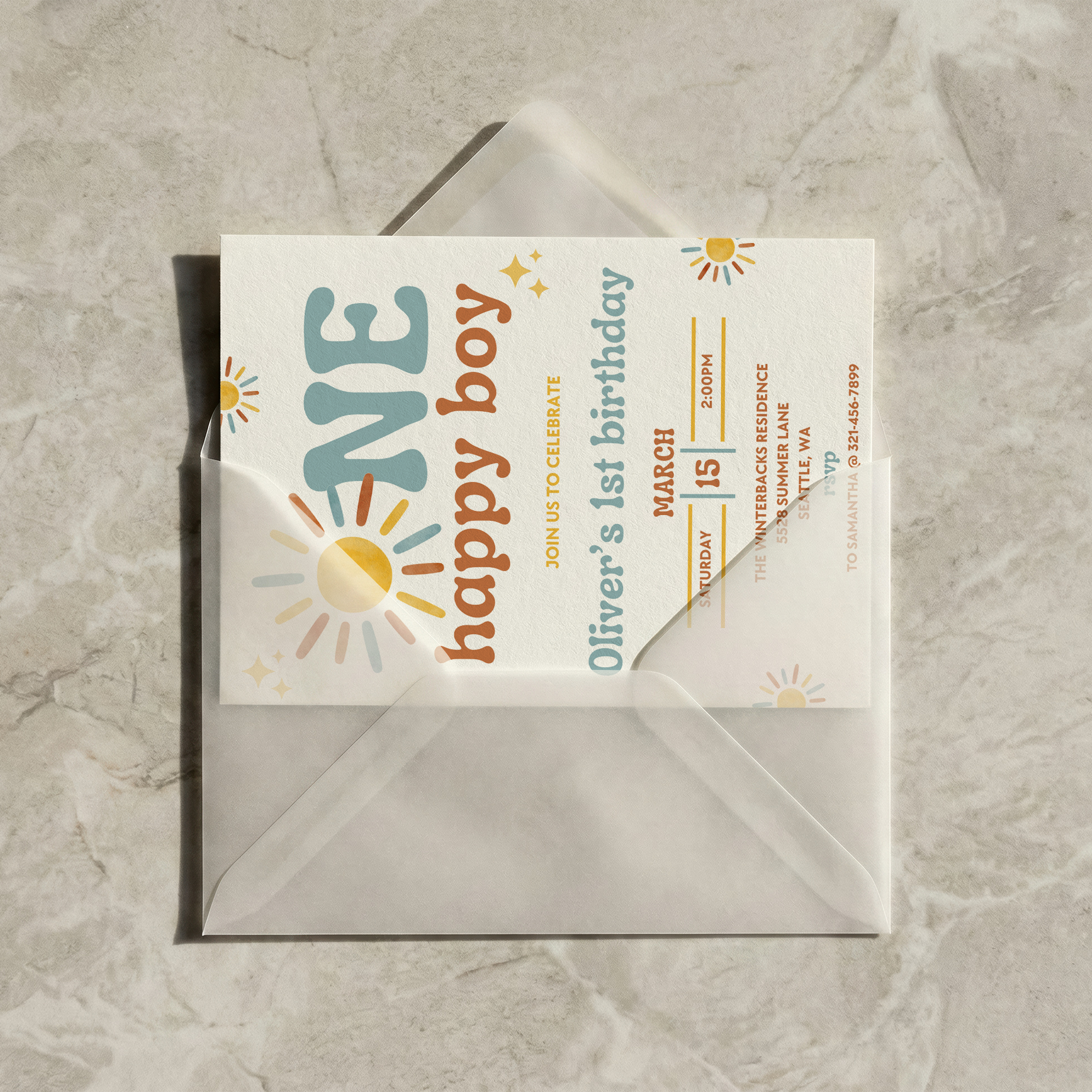 One Happy Boy Download & Print Invitation