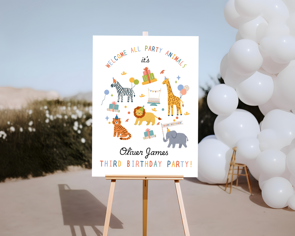 Party Animals Birthday Welcome Sign (Printed + Shipped)